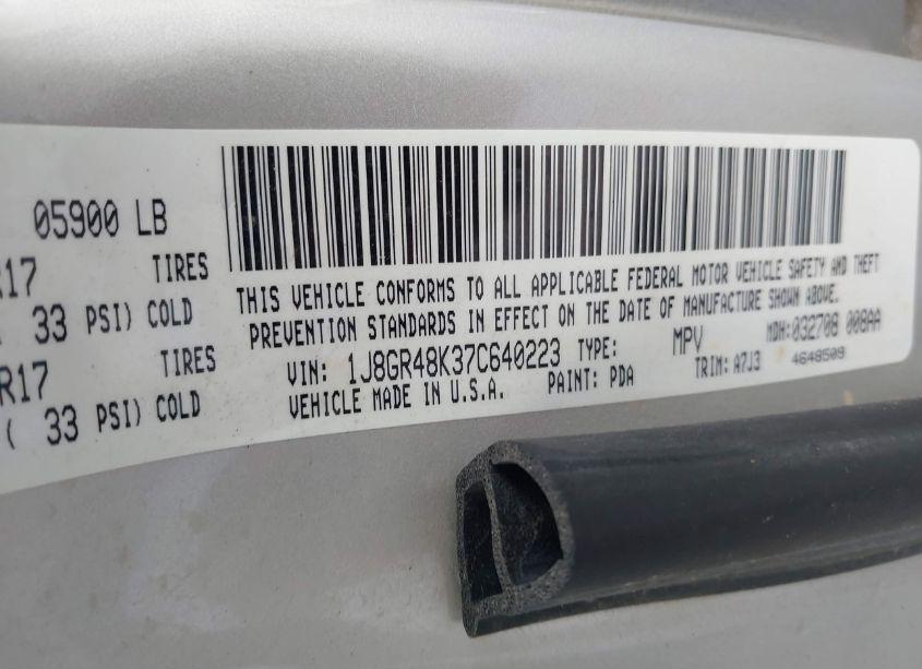 Photo 9 of 2007 Jeep Grand CHEROKEE LAREDO (VIN 1J8GR48K37C640223)