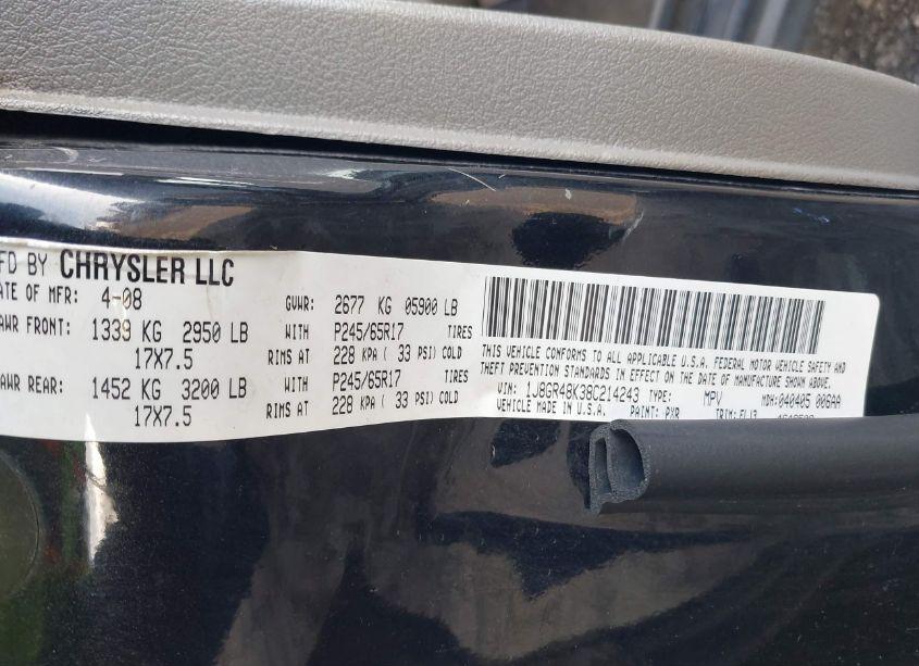 Photo 9 of 2008 Jeep Grand CHEROKEE LAREDO (VIN 1J8GR48K38C214243)