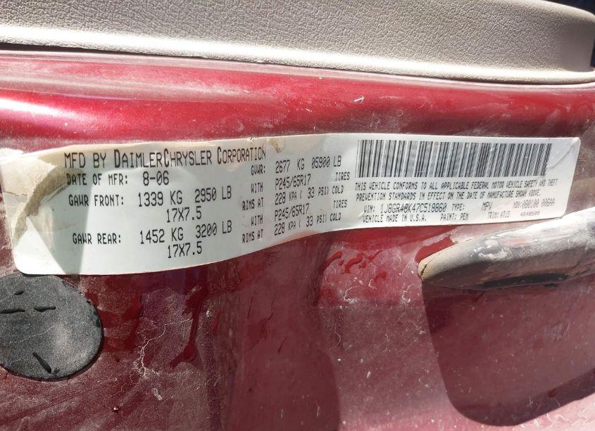 Photo 9 of 2007 Jeep Grand CHEROKEE LAREDO (VIN 1J8GR48K47C518860)