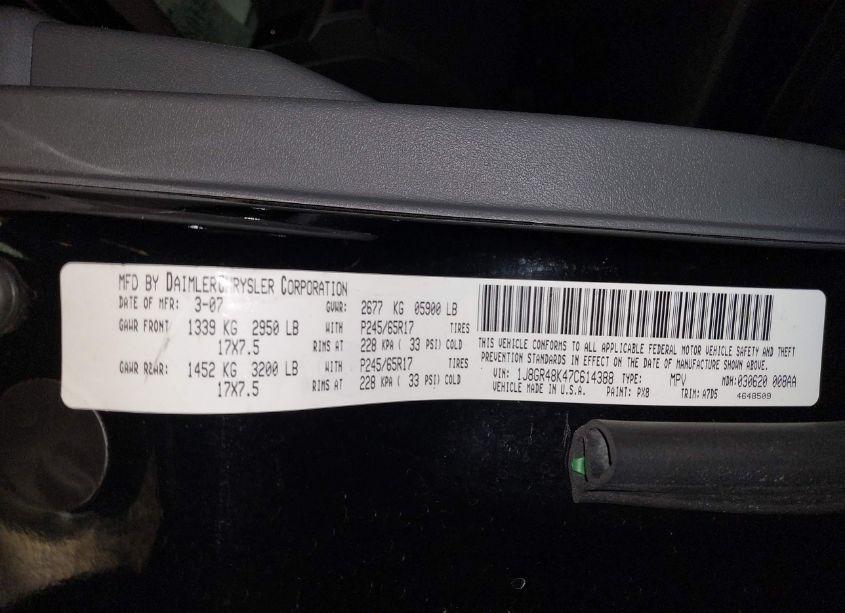 Photo 9 of 2007 Jeep Grand CHEROKEE LAREDO (VIN 1J8GR48K47C614388)