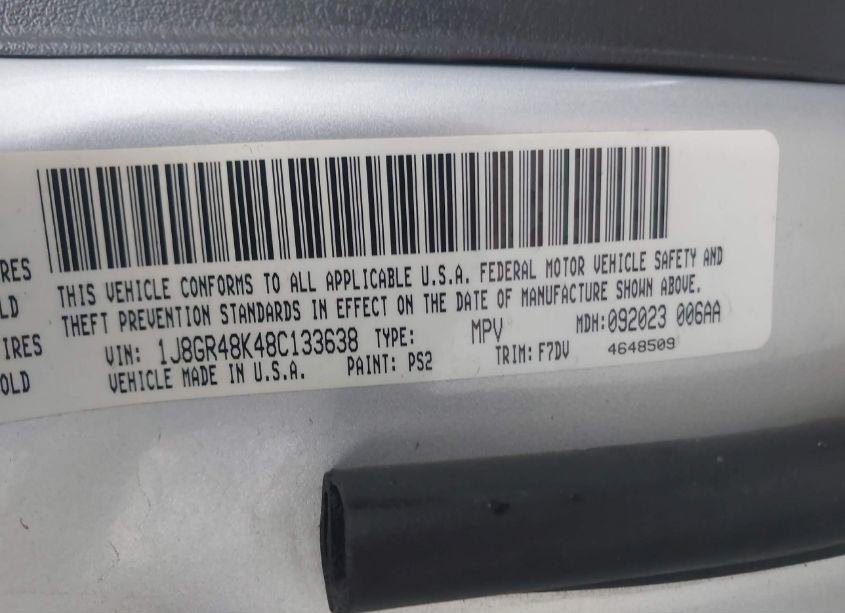 Photo 9 of 2008 Jeep Grand CHEROKEE LAREDO (VIN 1J8GR48K48C133638)