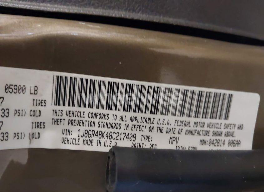 Photo 9 of 2008 Jeep Grand CHEROKEE LAREDO (VIN 1J8GR48K48C217409)