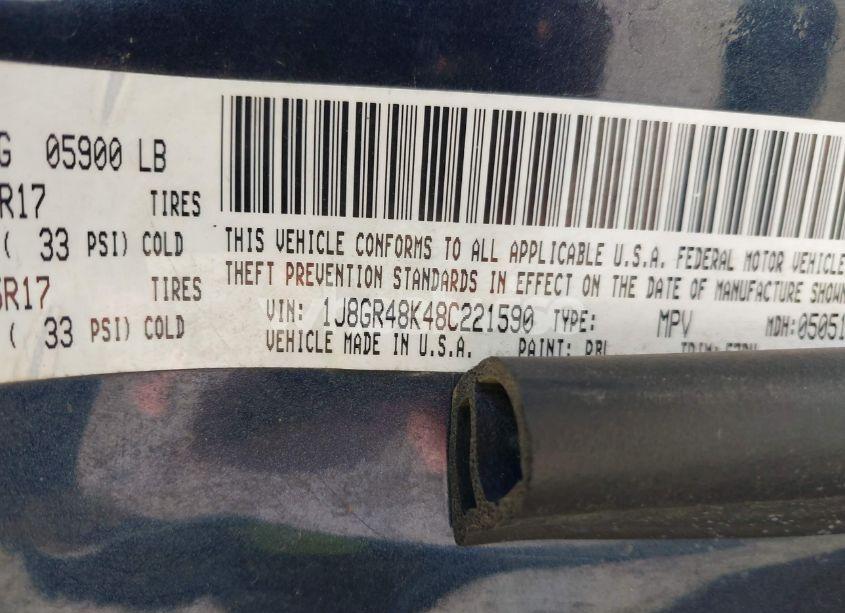 Photo 9 of 2008 Jeep Grand CHEROKEE LAREDO (VIN 1J8GR48K48C221590)