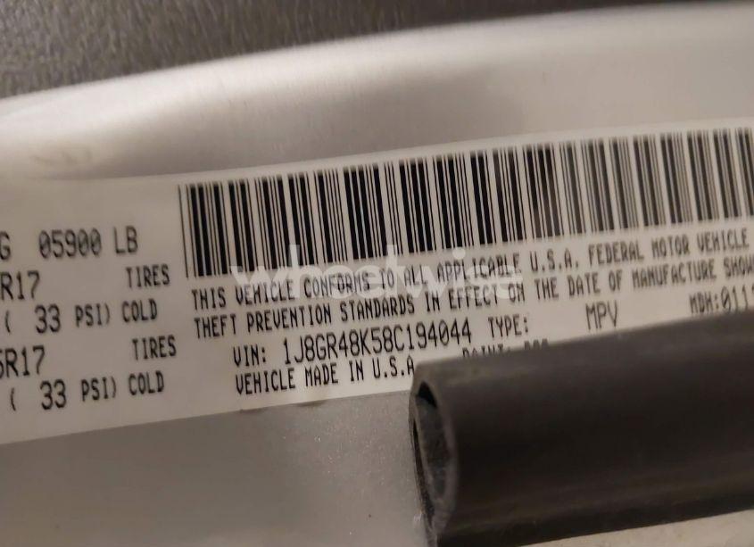 Photo 9 of 2008 Jeep Grand CHEROKEE LAREDO (VIN 1J8GR48K58C194044)