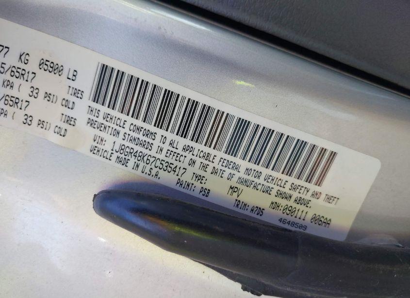 Photo 9 of 2007 Jeep Grand CHEROKEE LAREDO (VIN 1J8GR48K67C535417)