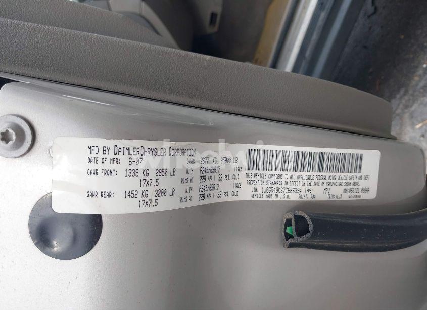 Photo 9 of 2007 Jeep Grand CHEROKEE LAREDO (VIN 1J8GR48K67C666394)