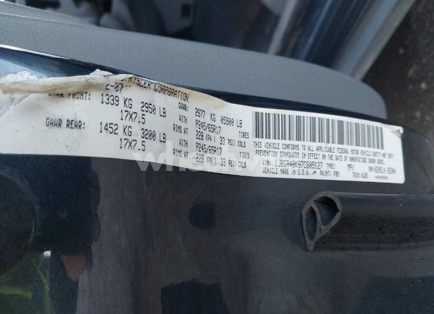 Photo 9 of 2007 Jeep Grand CHEROKEE LAREDO (VIN 1J8GR48K87C605127)