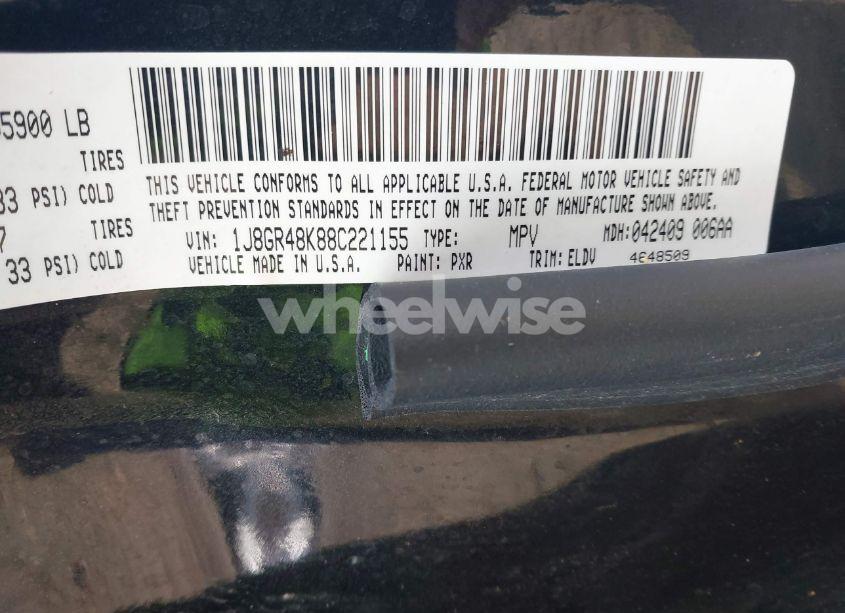 Photo 9 of 2008 Jeep Grand CHEROKEE LAREDO (VIN 1J8GR48K88C221155)
