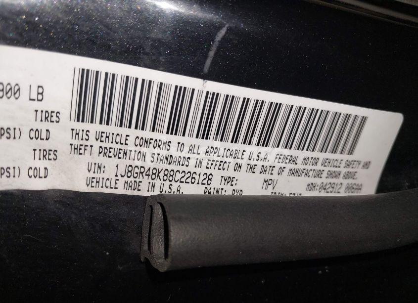 Photo 9 of 2008 Jeep Grand CHEROKEE LAREDO (VIN 1J8GR48K88C226128)