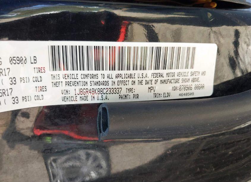 Photo 9 of 2008 Jeep Grand CHEROKEE LAREDO (VIN 1J8GR48K88C233337)