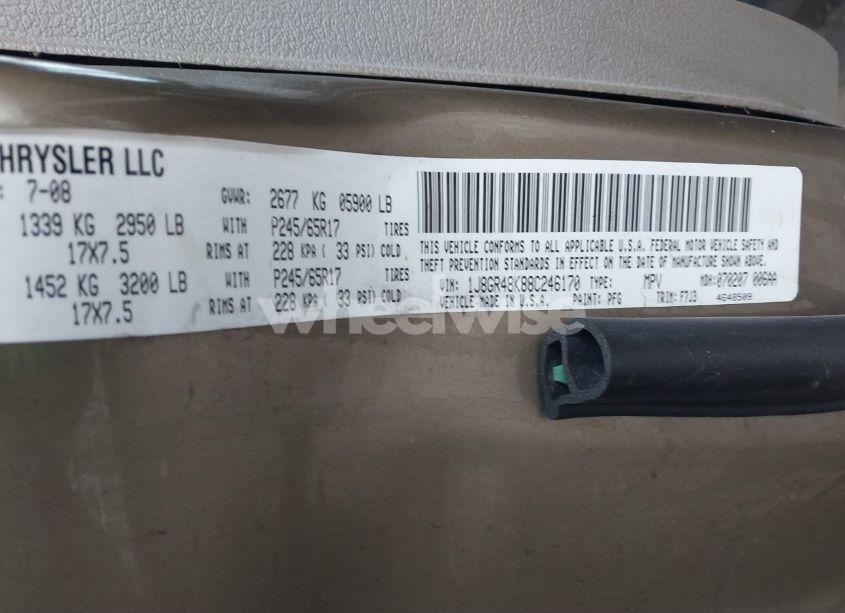 Photo 9 of 2008 Jeep Grand CHEROKEE LAREDO (VIN 1J8GR48K88C246170)