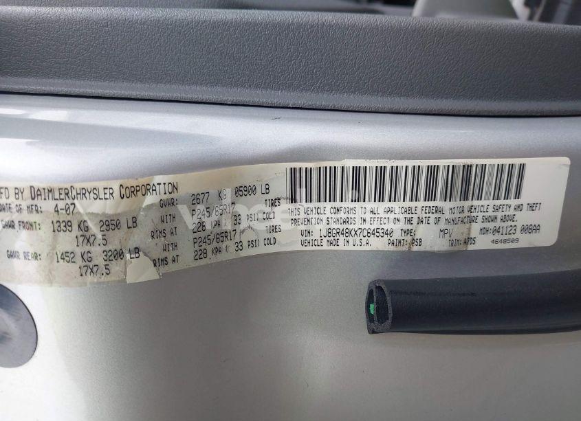 Photo 9 of 2007 Jeep Grand CHEROKEE LAREDO (VIN 1J8GR48KX7C645340)