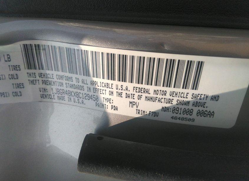 Photo 9 of 2008 Jeep Grand CHEROKEE LAREDO (VIN 1J8GR48KX8C129450)