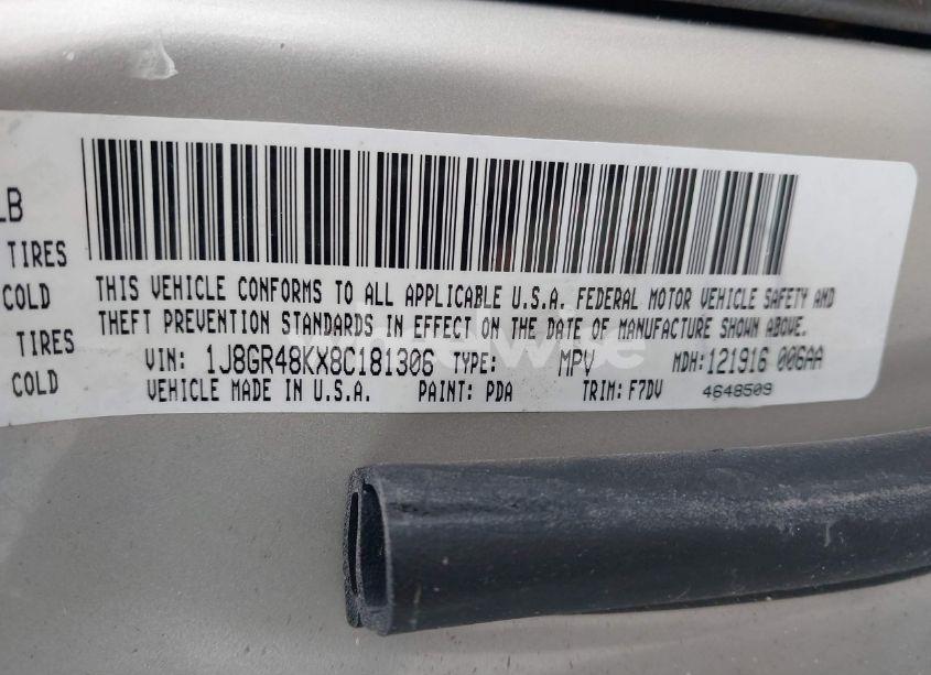 Photo 9 of 2008 Jeep Grand CHEROKEE LAREDO (VIN 1J8GR48KX8C181306)