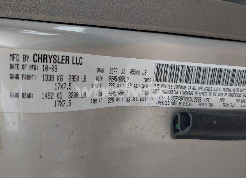 Photo 9 of 2009 Jeep Grand CHEROKEE LAREDO (VIN 1J8GR48KX9C513696)