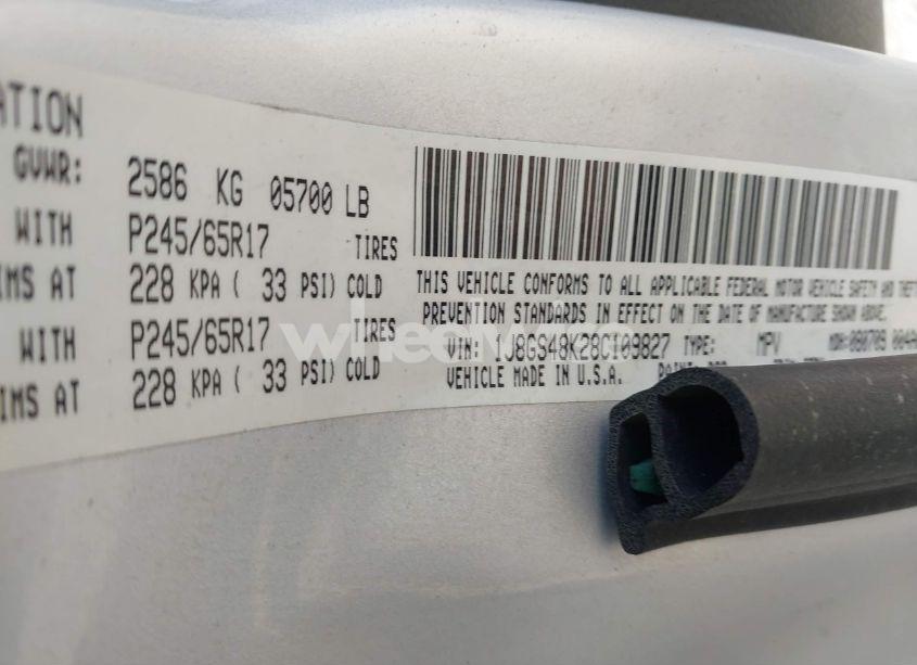 Photo 9 of 2008 Jeep Grand CHEROKEE LAREDO (VIN 1J8GS48K28C109827)