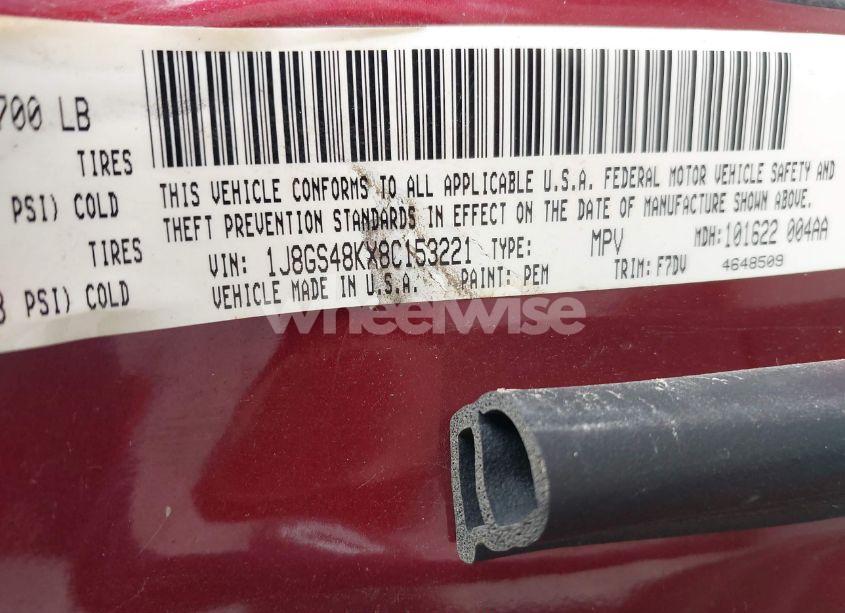 Photo 9 of 2008 Jeep Grand CHEROKEE LAREDO (VIN 1J8GS48KX8C153221)