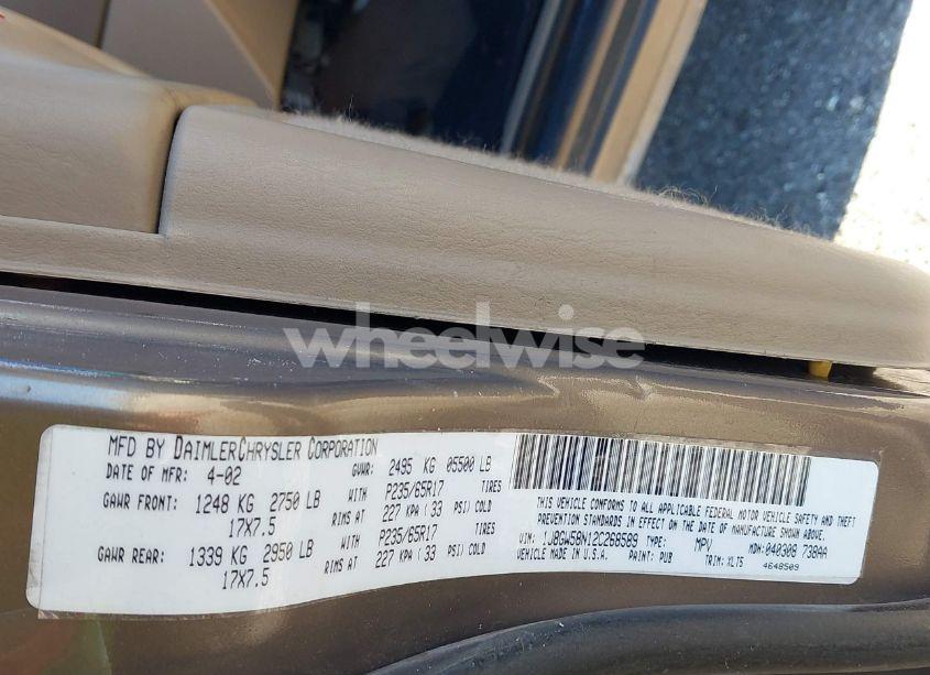 Photo 9 of 2002 Jeep Grand CHEROKEE LIMITED (VIN 1J8GW58N12C268589)