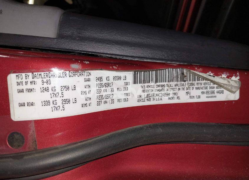 Photo 18 of 2004 Jeep Grand CHEROKEE OVERLAND (VIN 1J8GW68J44C248584)