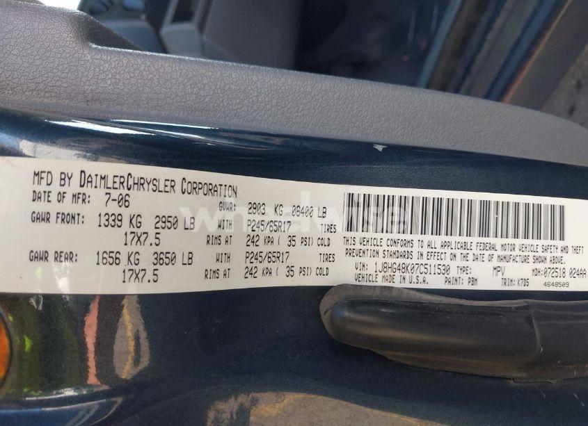 Photo 9 of 2007 Jeep Commander SPORT (VIN 1J8HG48K07C511530)