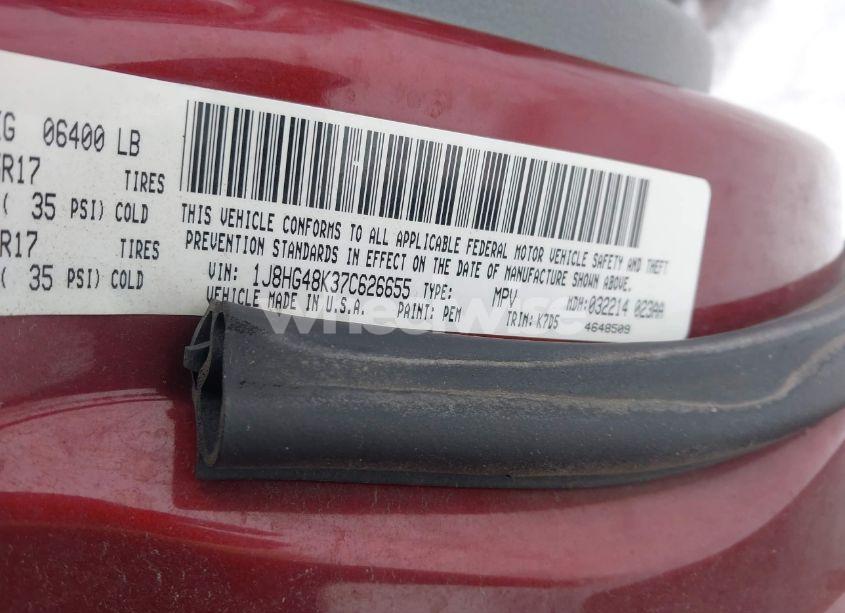 Photo 9 of 2007 Jeep Commander SPORT (VIN 1J8HG48K37C626655)