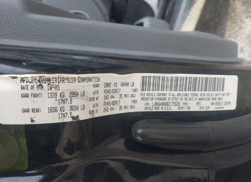 Photo 9 of 2006 Jeep Commander (VIN 1J8HG48N86C175635)