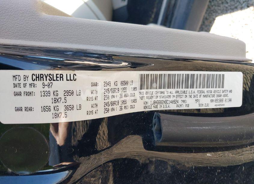 Photo 9 of 2008 Jeep Commander OVERLAND (VIN 1J8HG682X8C140924)