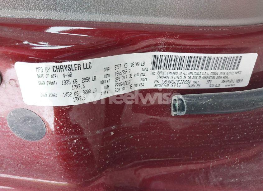 Photo 9 of 2008 Jeep Grand CHEROKEE LAREDO (VIN 1J8HR48N18C220590)