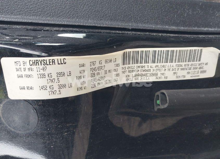 Photo 9 of 2008 Jeep Grand CHEROKEE LAREDO (VIN 1J8HR48N48C169098)