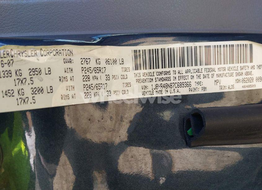 Photo 9 of 2007 Jeep Grand CHEROKEE LAREDO (VIN 1J8HR48N87C689366)