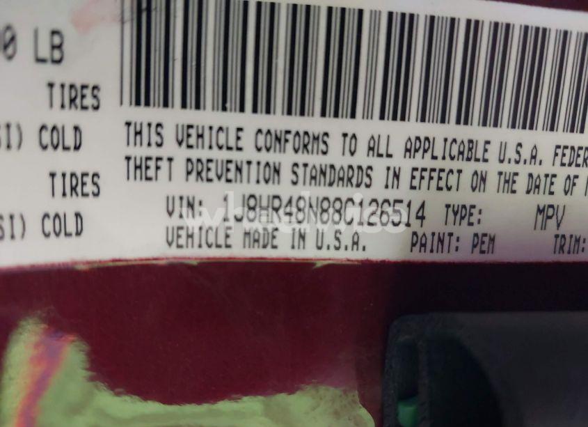 Photo 9 of 2008 Jeep Grand CHEROKEE LAREDO (VIN 1J8HR48N88C126514)