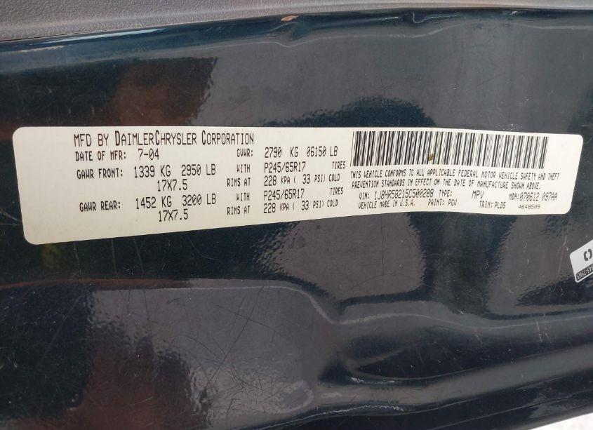 Photo 9 of 2005 Jeep Grand CHEROKEE LIMITED (VIN 1J8HR58215C500288)