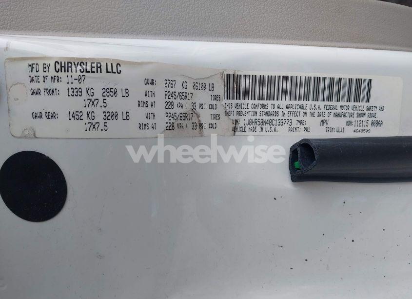 Photo 9 of 2008 Jeep Grand CHEROKEE LIMITED (VIN 1J8HR58N48C133773)