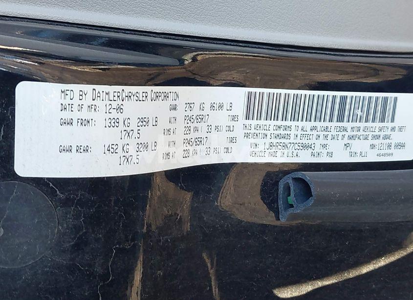 Photo 9 of 2007 Jeep Grand CHEROKEE LIMITED (VIN 1J8HR58N77C590043)