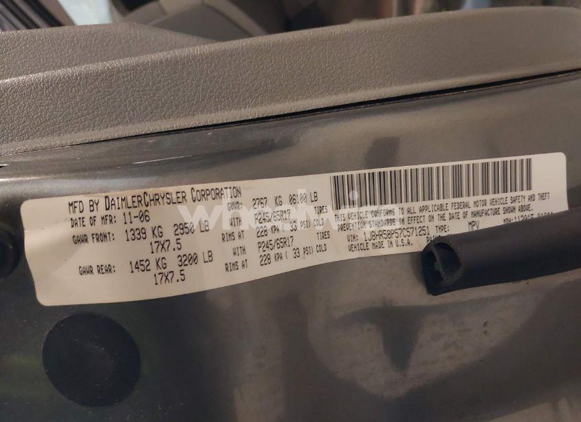 Photo 9 of 2007 Jeep Grand CHEROKEE LIMITED (VIN 1J8HR58P57C571251)