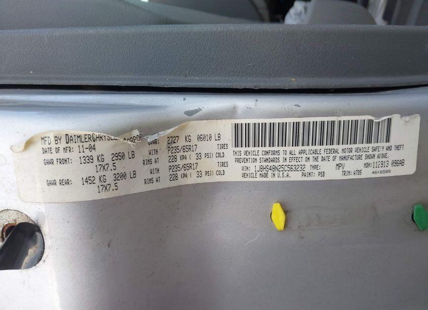 Photo 9 of 2005 Jeep Grand CHEROKEE LAREDO (VIN 1J8HS48N25C563232)