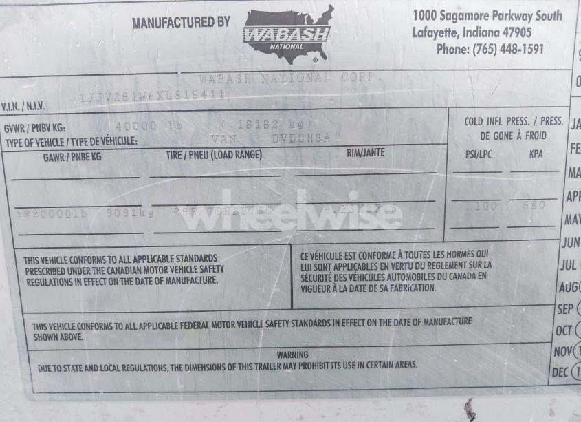 Photo 9 of 1999 Wabash National CORP WABASH NATIONAL CORP (VIN 1JJV281W6XL515411)