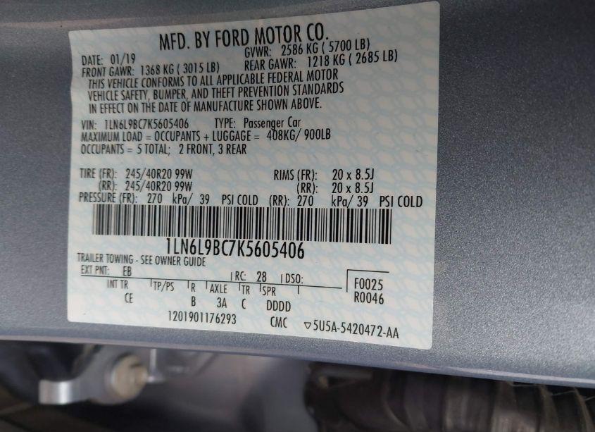 Photo 9 of 2019 Lincoln Continental BLACK LABEL (VIN 1LN6L9BC7K5605406)