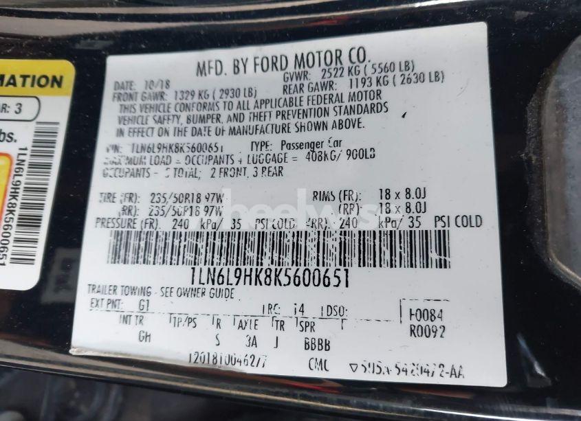 Photo 9 of 2019 Lincoln Continental LIVERY (VIN 1LN6L9HK8K5600651)