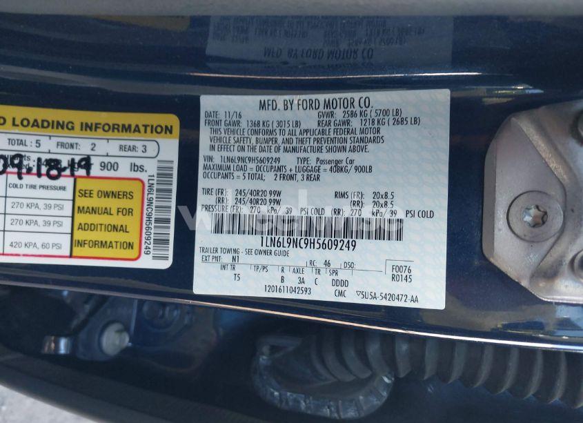 Photo 9 of 2017 Lincoln Continental RESERVE (VIN 1LN6L9NC9H5609249)