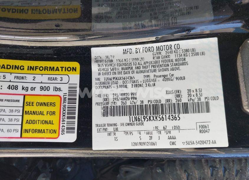 Photo 9 of 2019 Lincoln Continental SELECT (VIN 1LN6L9SKXK5614365)