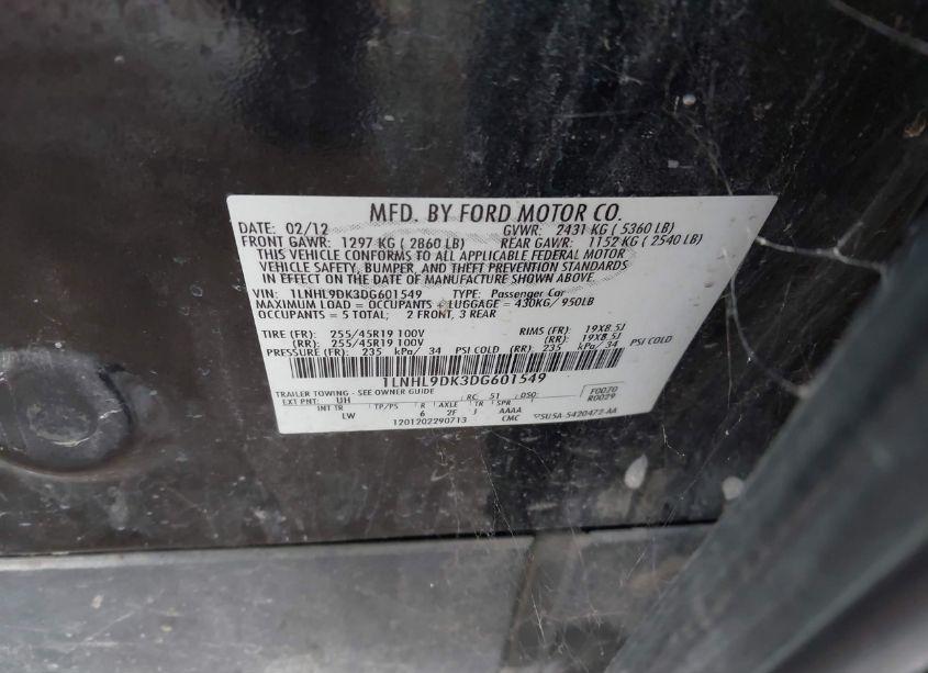 Photo 9 of 2013 Lincoln Mks (VIN 1LNHL9DK3DG601549)