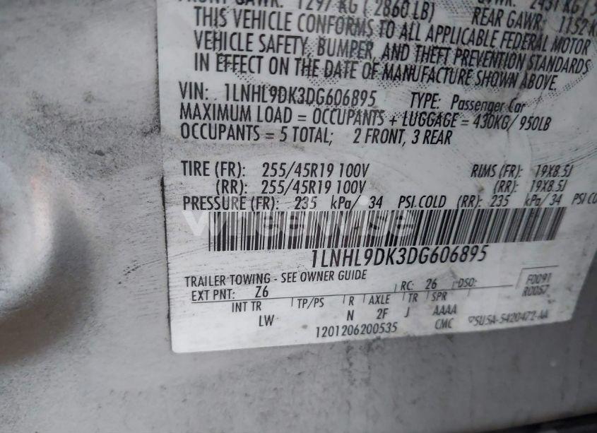 Photo 9 of 2013 Lincoln Mks (VIN 1LNHL9DK3DG606895)