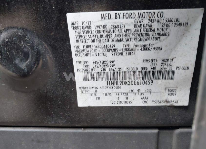 Photo 9 of 2013 Lincoln Mks (VIN 1LNHL9DK3DG610459)