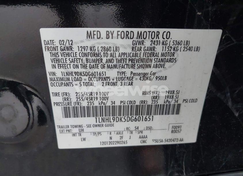 Photo 9 of 2013 Lincoln Mks (VIN 1LNHL9DK5DG601651)