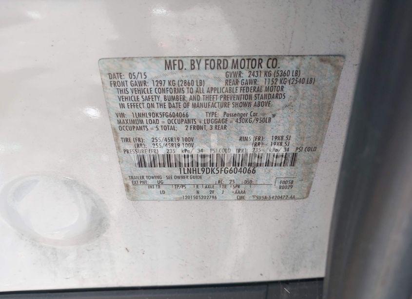 Photo 9 of 2015 Lincoln Mks N/A (VIN 1LNHL9DK5FG604066)