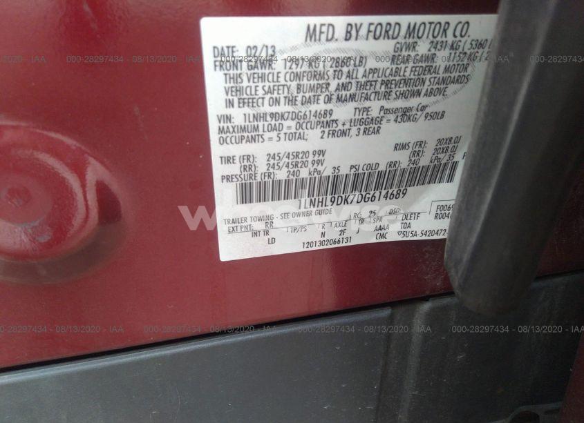 Photo 9 of 2013 Lincoln Mks (VIN 1LNHL9DK7DG614689)