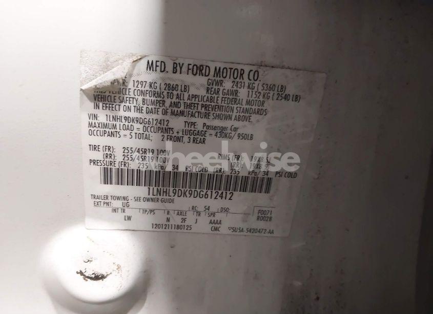 Photo 8 of 2013 Lincoln Mks (VIN 1LNHL9DK9DG612412)