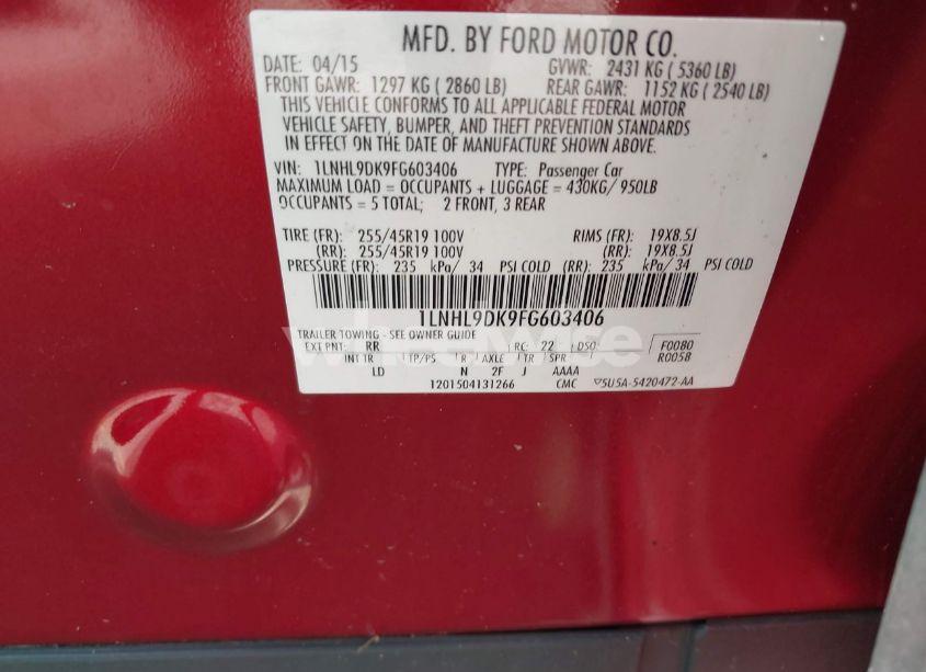 Photo 9 of 2015 Lincoln Mks N/A (VIN 1LNHL9DK9FG603406)