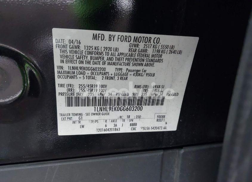 Photo 9 of 2016 Lincoln Mks (VIN 1LNHL9EK0GG603200)